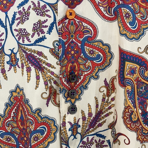 Bogosse Men's Long Sleeve Cream Shirt with Paisley Design Size 3 Cotton - Picture 5 of 11